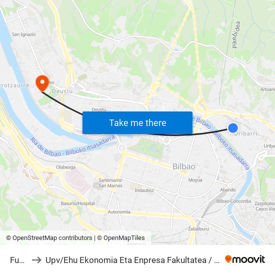 Funicular to Upv / Ehu Ekonomia Eta Enpresa Fakultatea / Campus De Economía Y Empresa (Sarriko) map