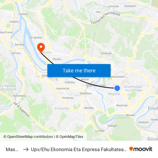 Masustegi 21 to Upv / Ehu Ekonomia Eta Enpresa Fakultatea / Campus De Economía Y Empresa (Sarriko) map