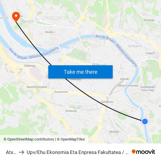 Atxuri 49 to Upv / Ehu Ekonomia Eta Enpresa Fakultatea / Campus De Economía Y Empresa (Sarriko) map
