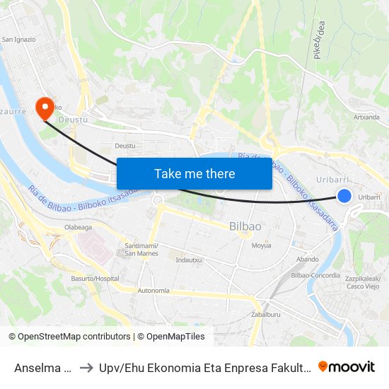 Anselma De Salces Fte.2 to Upv / Ehu Ekonomia Eta Enpresa Fakultatea / Campus De Economía Y Empresa (Sarriko) map