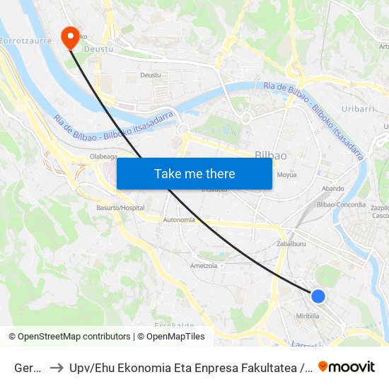 Gernika 11 to Upv / Ehu Ekonomia Eta Enpresa Fakultatea / Campus De Economía Y Empresa (Sarriko) map