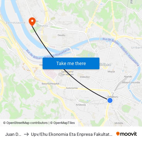 Juan De Garay 11 to Upv / Ehu Ekonomia Eta Enpresa Fakultatea / Campus De Economía Y Empresa (Sarriko) map