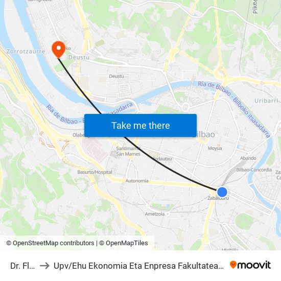 Dr. Fleming 1 to Upv / Ehu Ekonomia Eta Enpresa Fakultatea / Campus De Economía Y Empresa (Sarriko) map