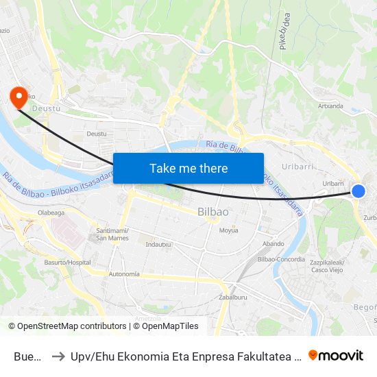 Buen Pastor to Upv / Ehu Ekonomia Eta Enpresa Fakultatea / Campus De Economía Y Empresa (Sarriko) map