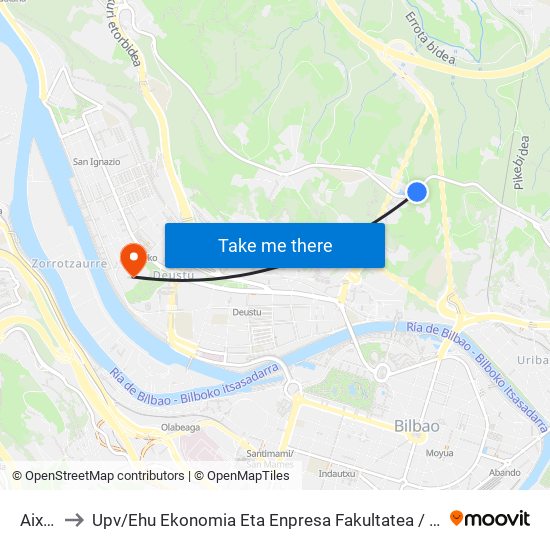 Aixerrota to Upv / Ehu Ekonomia Eta Enpresa Fakultatea / Campus De Economía Y Empresa (Sarriko) map