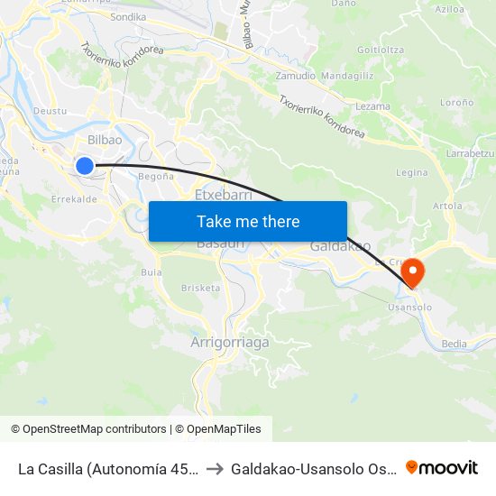 La Casilla (Autonomía 45) (356) to Galdakao-Usansolo Ospitalea map