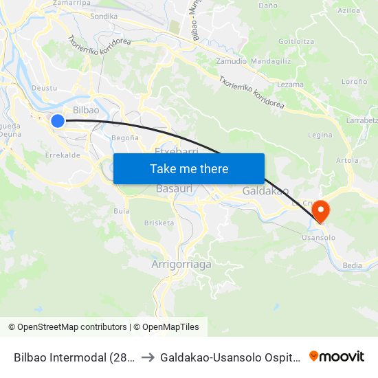 Bilbao Intermodal (2877) to Galdakao-Usansolo Ospitalea map