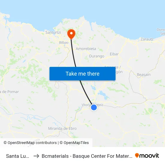 Santa Luzia to Bcmaterials - Basque Center For Materials map