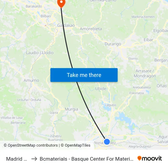Madrid 36 to Bcmaterials - Basque Center For Materials map