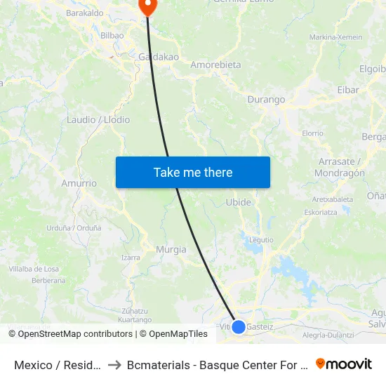 Mexico / Residencia to Bcmaterials - Basque Center For Materials map