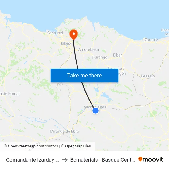 Comandante Izarduy / Zumaquera to Bcmaterials - Basque Center For Materials map