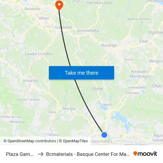 Plaza Gamarra to Bcmaterials - Basque Center For Materials map