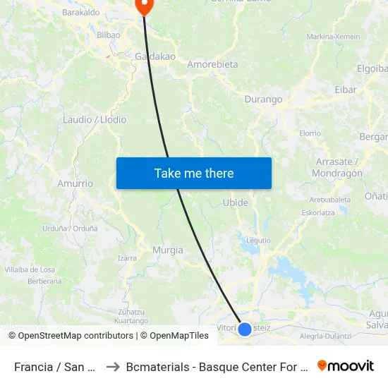 Francia / San Antón to Bcmaterials - Basque Center For Materials map