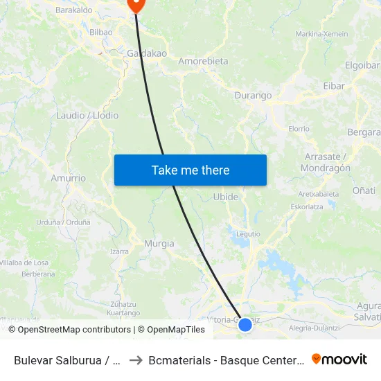 Bulevar Salburua / La Valletta to Bcmaterials - Basque Center For Materials map