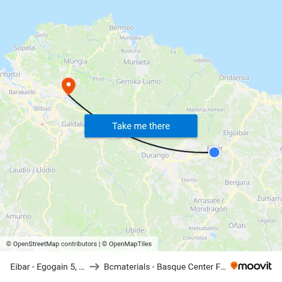 Eibar - Egogain 5, Geltokia to Bcmaterials - Basque Center For Materials map