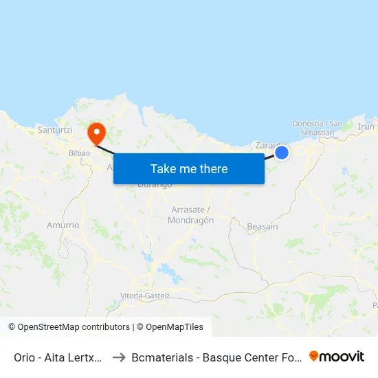 Orio - Aita Lertxundi 25 to Bcmaterials - Basque Center For Materials map