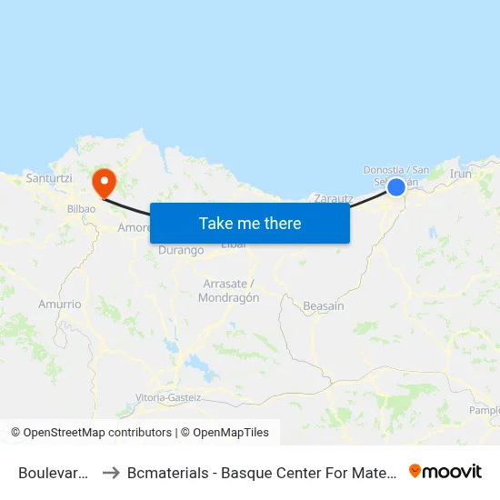 Boulevard 3 to Bcmaterials - Basque Center For Materials map