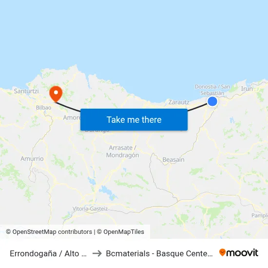 Errondogaña / Alto Errondo 91 to Bcmaterials - Basque Center For Materials map