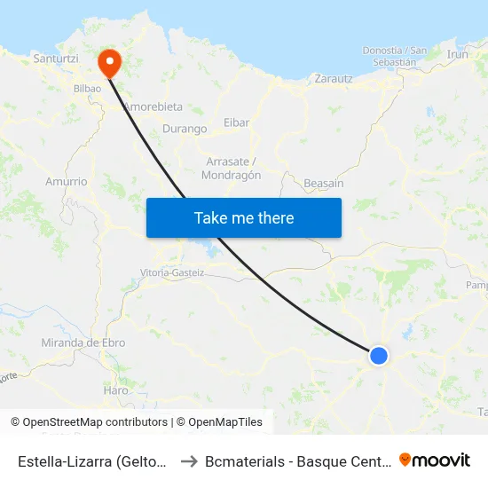 Estella-Lizarra (Geltokia / Estación) to Bcmaterials - Basque Center For Materials map