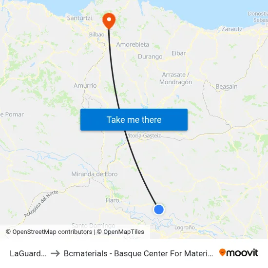 LaGuardia to Bcmaterials - Basque Center For Materials map