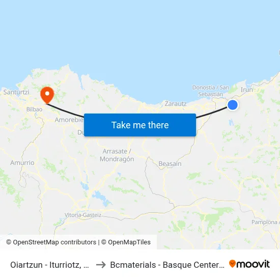 Oiartzun - Iturriotz, Herrigunea to Bcmaterials - Basque Center For Materials map
