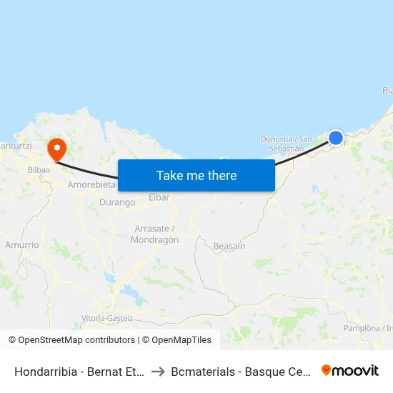 Hondarribia - Bernat Etxepare, Correos to Bcmaterials - Basque Center For Materials map