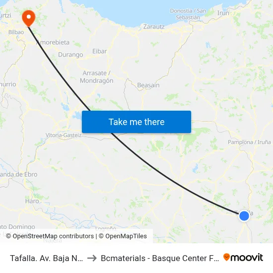 Tafalla. Av. Baja Navarra 7 to Bcmaterials - Basque Center For Materials map