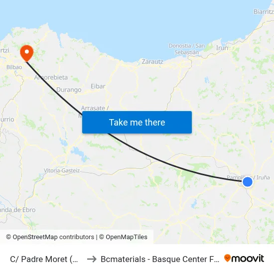 C/ Padre Moret (Baluarte) to Bcmaterials - Basque Center For Materials map