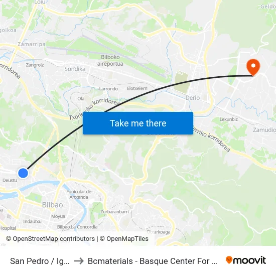 San Pedro / Iglesia to Bcmaterials - Basque Center For Materials map
