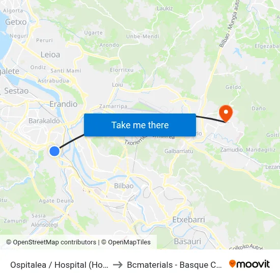 Ospitalea / Hospital (Horacio Etxebarrieta) to Bcmaterials - Basque Center For Materials map