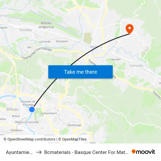 Ayuntamiento to Bcmaterials - Basque Center For Materials map