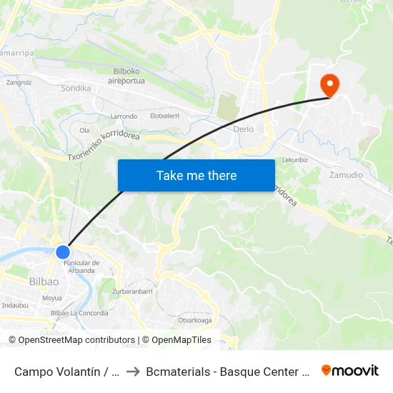 Campo Volantín / La Salve to Bcmaterials - Basque Center For Materials map
