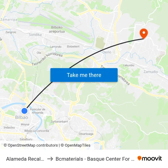 Alameda Recalde 11 to Bcmaterials - Basque Center For Materials map
