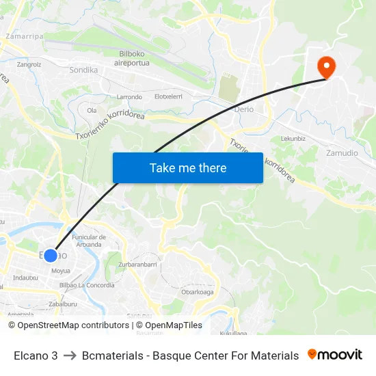 Elcano 3 to Bcmaterials - Basque Center For Materials map