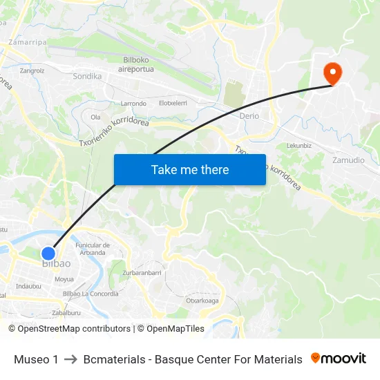 Museo 1 to Bcmaterials - Basque Center For Materials map