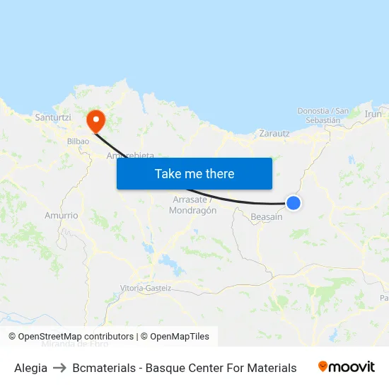 Alegia to Bcmaterials - Basque Center For Materials map