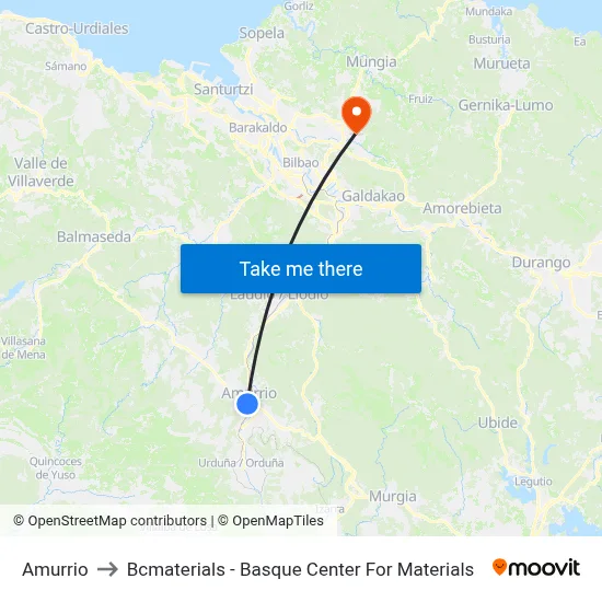 Amurrio to Bcmaterials - Basque Center For Materials map