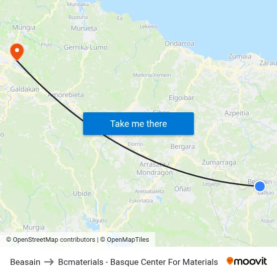 Beasain to Bcmaterials - Basque Center For Materials map