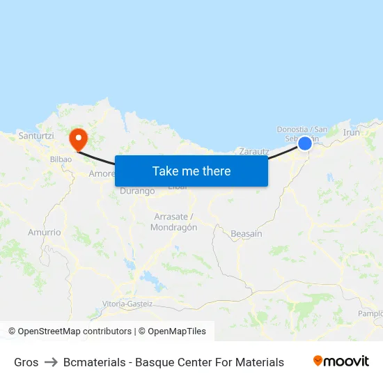 Gros to Bcmaterials - Basque Center For Materials map