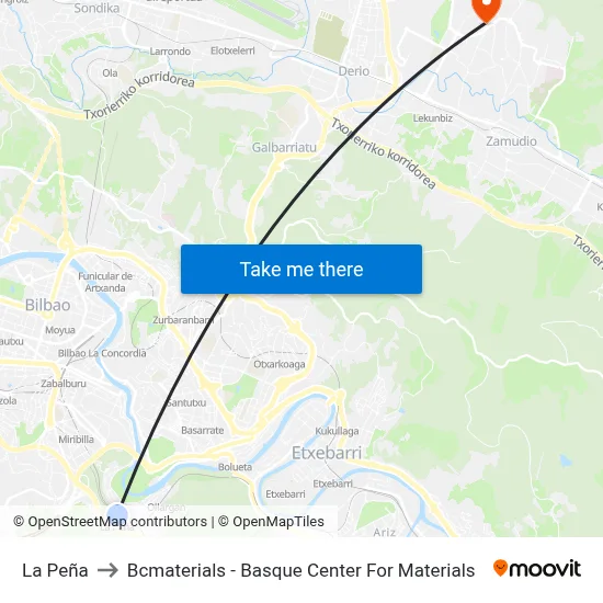 La Peña to Bcmaterials - Basque Center For Materials map