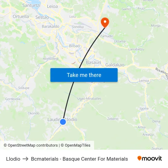 Llodio to Bcmaterials - Basque Center For Materials map