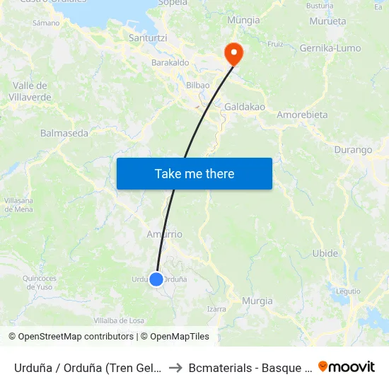 Urduña / Orduña (Tren Geltokia / Estación De Tren) to Bcmaterials - Basque Center For Materials map