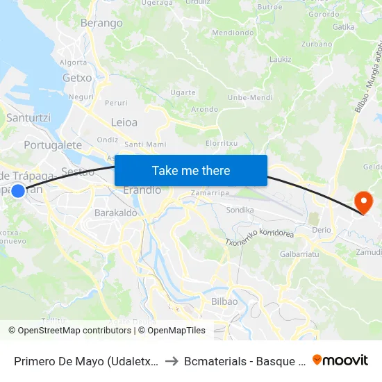 Primero De Mayo (Udaletxea/Ayuntamiento) (679) to Bcmaterials - Basque Center For Materials map