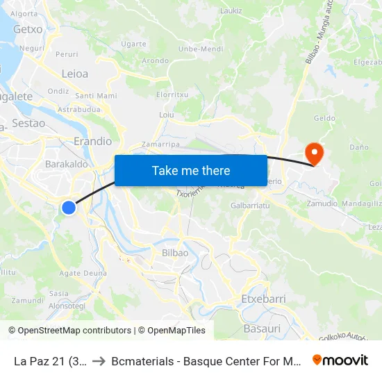 La Paz 21 (397) to Bcmaterials - Basque Center For Materials map