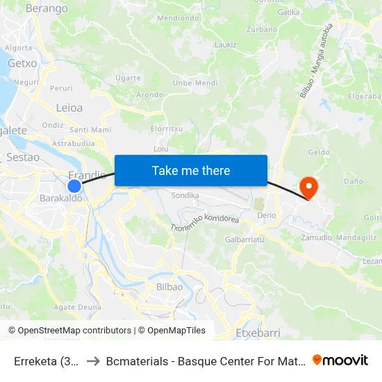 Erreketa (345) to Bcmaterials - Basque Center For Materials map