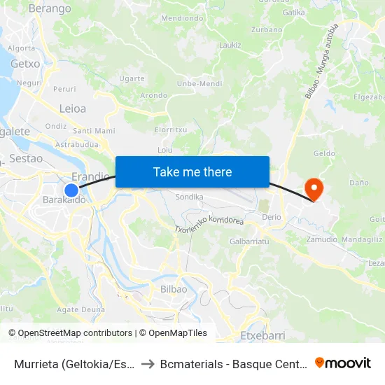 Murrieta (Geltokia/Estación) (408) to Bcmaterials - Basque Center For Materials map