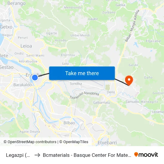 Legazpi (64) to Bcmaterials - Basque Center For Materials map