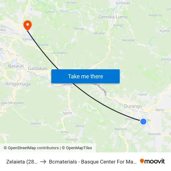 Zelaieta (2809) to Bcmaterials - Basque Center For Materials map