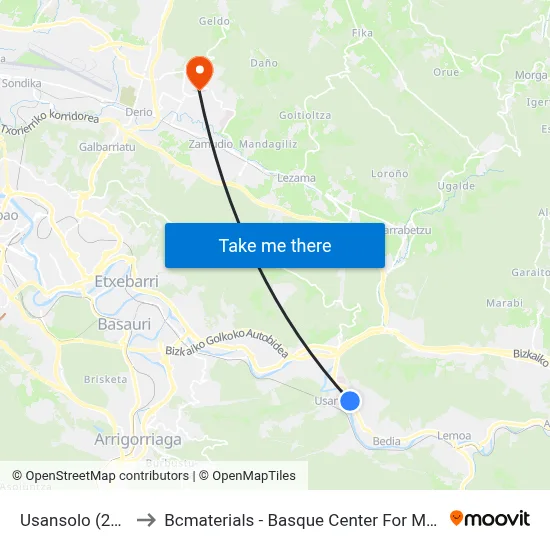 Usansolo (2682) to Bcmaterials - Basque Center For Materials map
