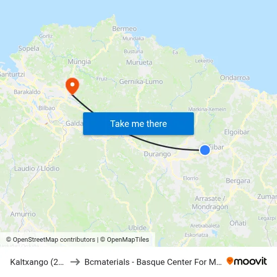 Kaltxango (2705) to Bcmaterials - Basque Center For Materials map